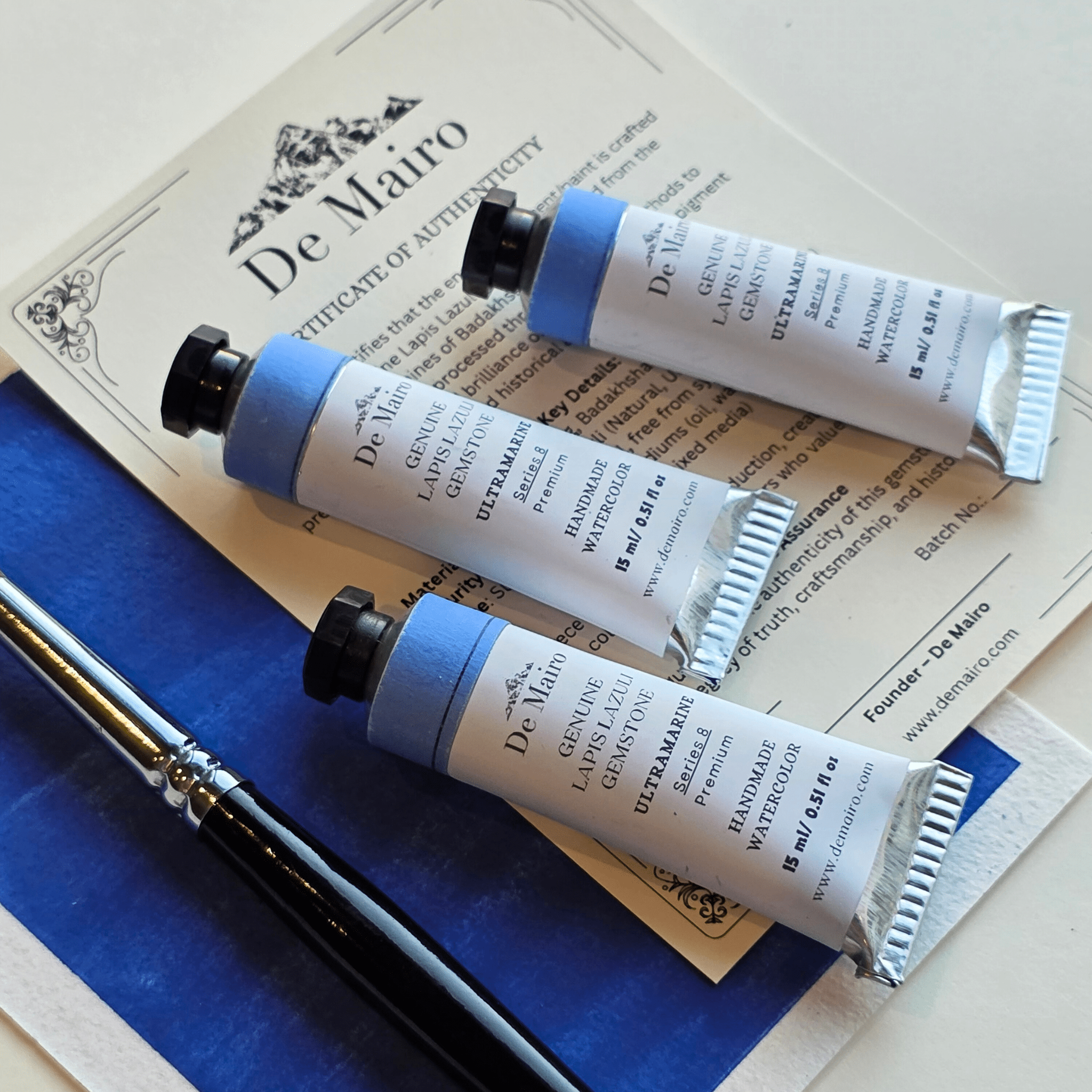 De Mairo Genuine Lapis Lazuli Ultramarine Watercolor – 15ml Artist Tube (Handmade, Gemstone Pigment, Premium Professional Grade Series 8) - De Mairo Ltd