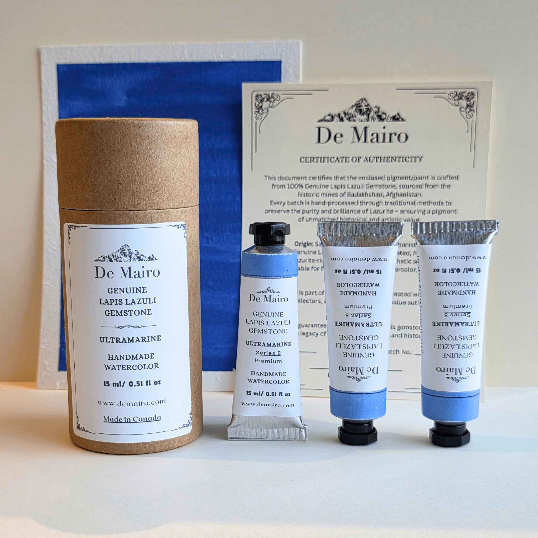 De Mairo Genuine Lapis Lazuli Ultramarine Watercolor – 15ml Artist Tube (Handmade, Gemstone Pigment, Premium Professional Grade Series 8) - De Mairo Ltd