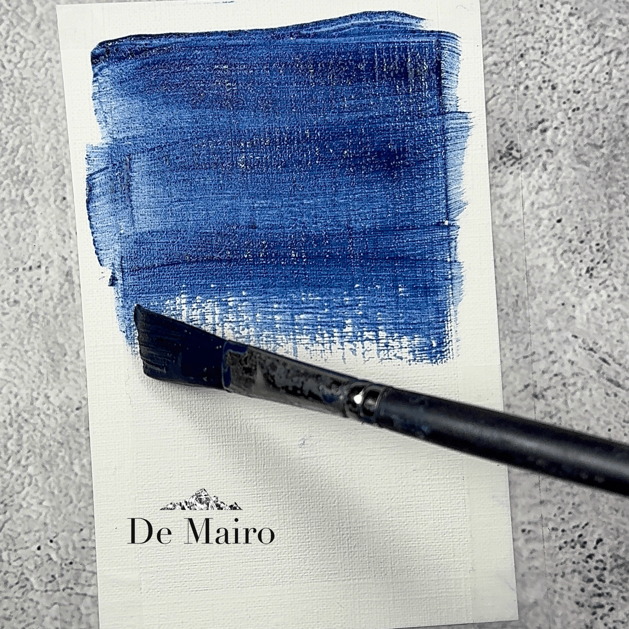 Genuine Lapis Lazuli Ultramarine Ash Shade Pigment Oil Swatch with a Paintbrush- De Mairo Ltd