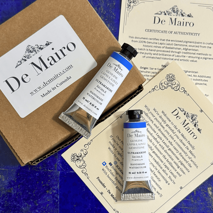 De Mairo Genuine Lapis Lazuli Ultramarine Watercolor – 15ml Artist Tube (Handmade, Gemstone Pigment, Premium Professional Grade Series 8) - De Mairo Ltd