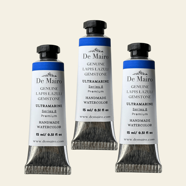 De Mairo Genuine Lapis Lazuli Ultramarine Watercolor – 15ml Artist Tube (Handmade, Gemstone Pigment, Premium Professional Grade Series 8) - De Mairo Ltd
