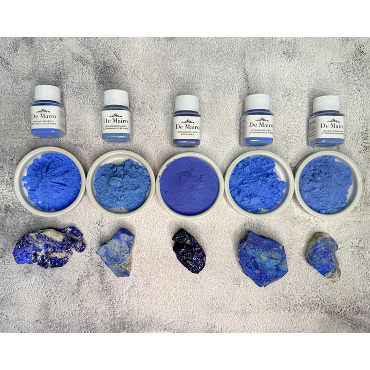 Lapis Lazuli Blue Pigment Set – 5 Ultramarine Shades (Natural Gemstone) - De Mairo Ltd