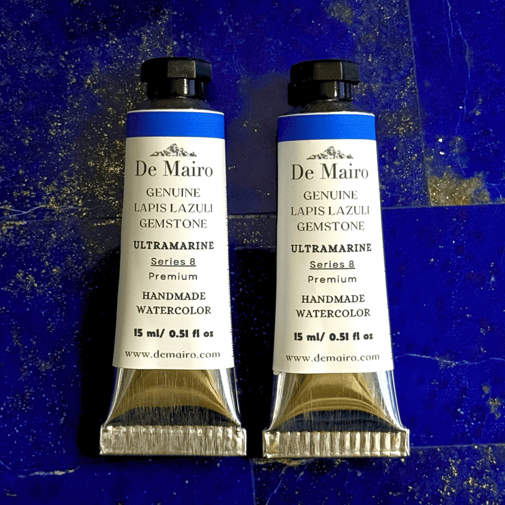 De Mairo Genuine Lapis Lazuli Ultramarine Handmade Watercolor – 15ml Artist Tube (Gemstone Pigment, Premium Professional Grade Series 8) - De Mairo Ltd