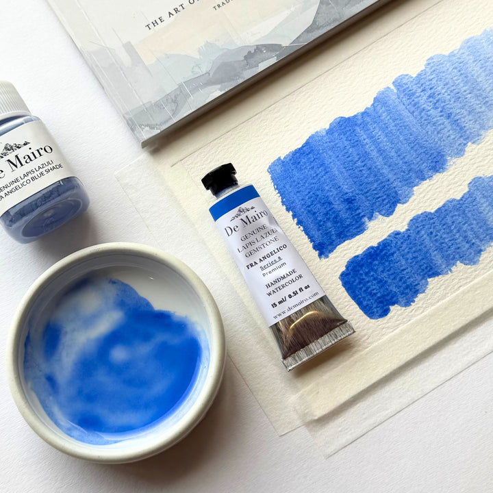 De Mairo's Series 8 Fra Angelico blue watercolour made with genuine lapis lazuli