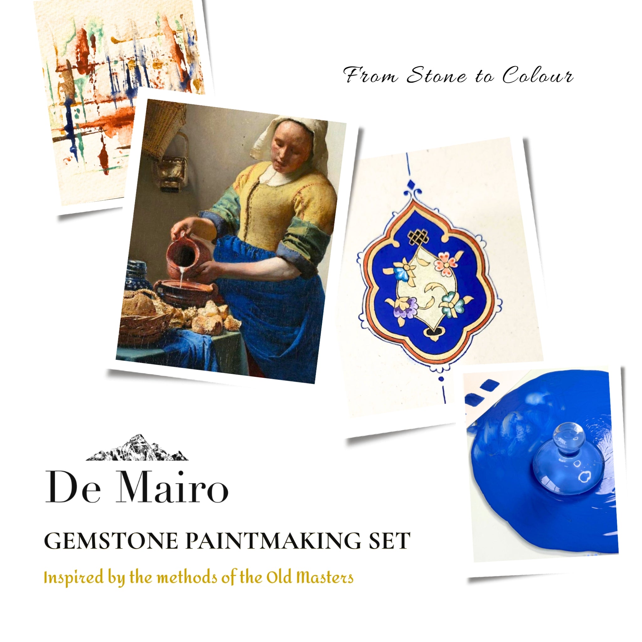 De Mairo Gemstone Paint-Making Set packaging — "From Stone to Colour", inspired by the methods of the Old Masters