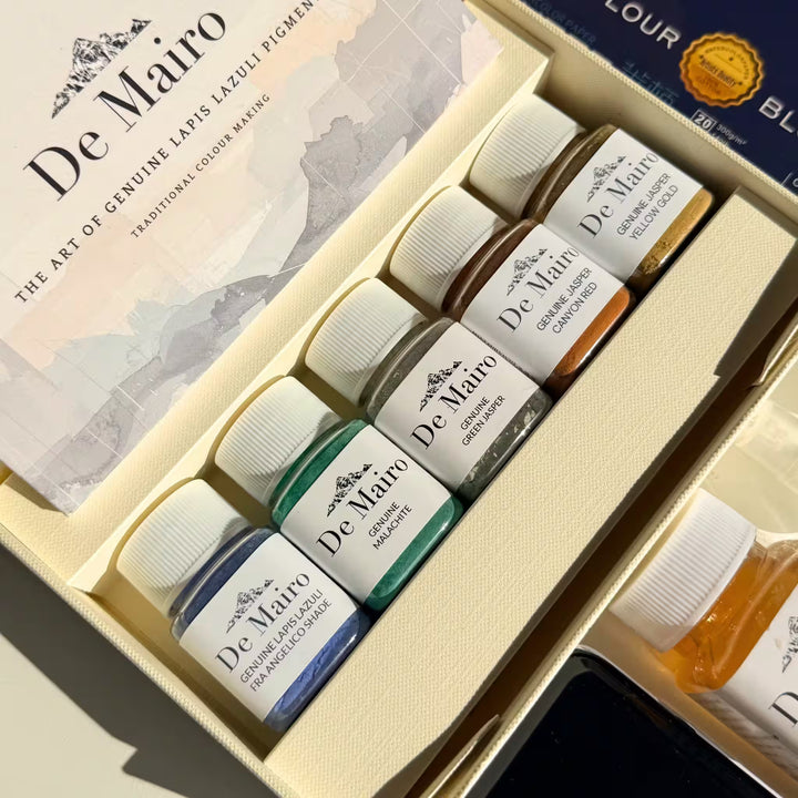Gemstone Pigment Paint-Making Set — Watercolour & Gouache Kit with Genuine Lapis Lazuli, Malachite & Jasper - De Mairo Ltd