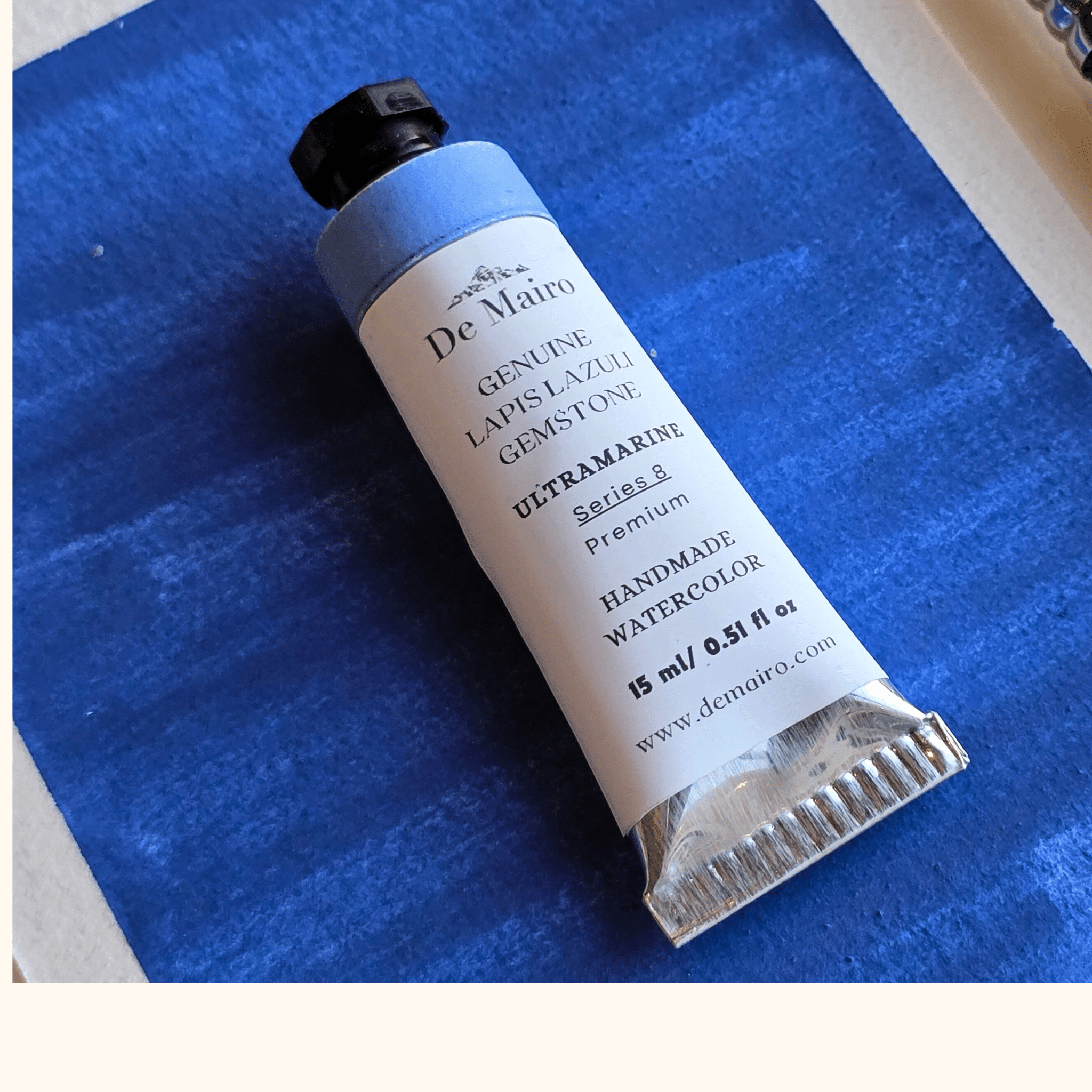 De Mairo Genuine Lapis Lazuli Ultramarine Watercolor – 15ml Artist Tube (Handmade, Gemstone Pigment, Premium Professional Grade Series 8) - De Mairo Ltd