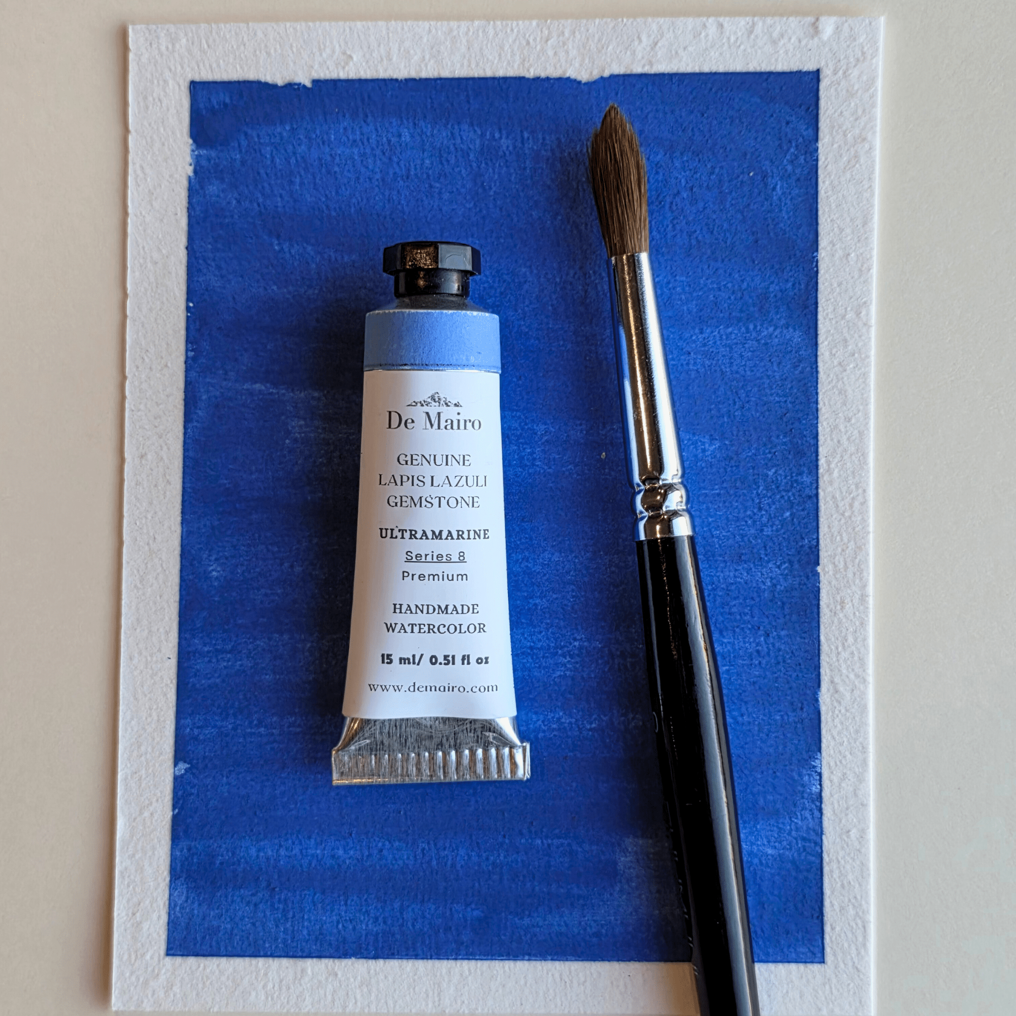 De Mairo Genuine Lapis Lazuli Ultramarine Watercolor – 15ml Artist Tube (Handmade, Gemstone Pigment, Premium Professional Grade Series 8) - De Mairo Ltd