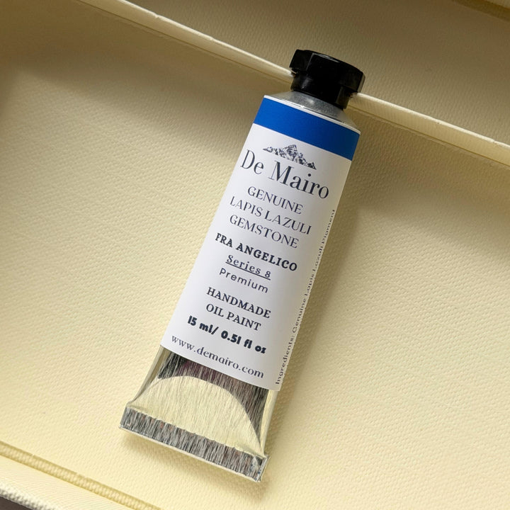 Historical blue lapis lazuli oil paint inspired by Fra Angelico shade