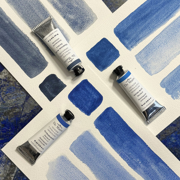 Lapis Lazuli Azure Blue Gouache – 15ml Artist Tube | Series 5 Genuine Gemstone Color - De Mairo Ltd