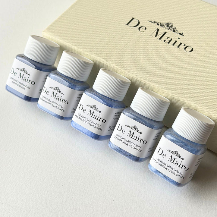 Lapis Lazuli Blue Pigment Set – 5 Ultramarine Shades (Natural Gemstone) - De Mairo Ltd