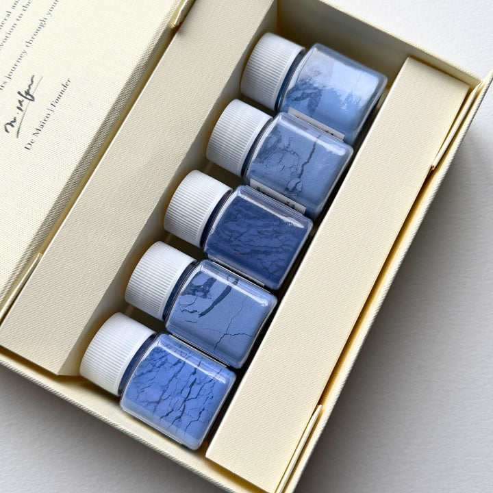 Lapis Lazuli Blue Pigment Set – 5 Ultramarine Shades (Natural Gemstone) - De Mairo Ltd